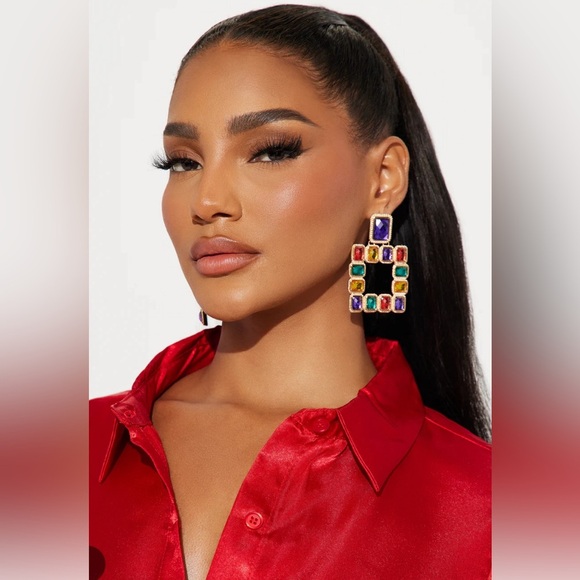 Fashion Nova Colorful Gemstone Earrings - Picture 5 of 11